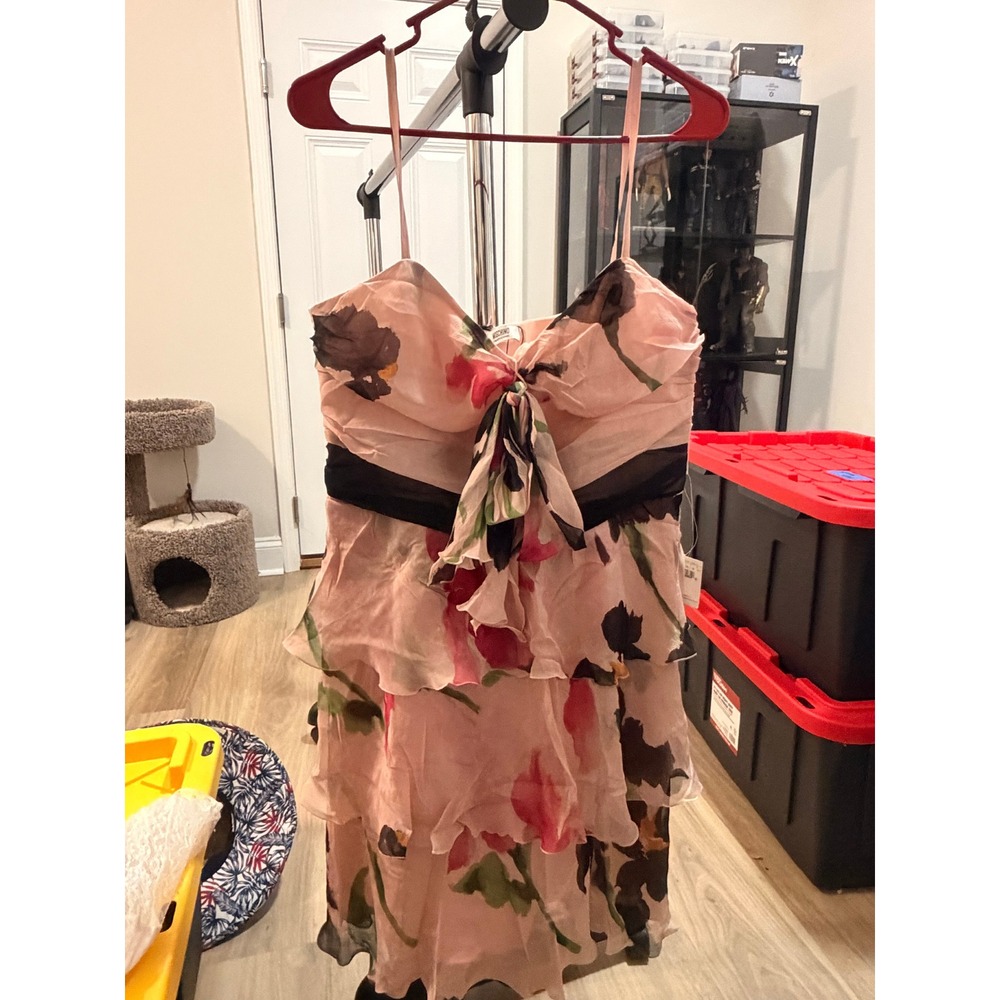 Moschino Cheap and Chic Pink Floral Silk Tiered Ruffle Dress USA 12 Sweetheart - Picture 6 of 8